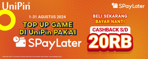 Top Up Game di UniPin dan Bayar Pakai SPayLater Dapatkan Cashback 5% Maks 20.000 Koin Shopee!